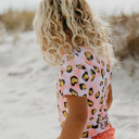  Kids Pink Leopard Rash Guard Ruffle Swimsuit