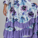  Girls Lavender Winter Floral Long Sleeve Ruffles Dress