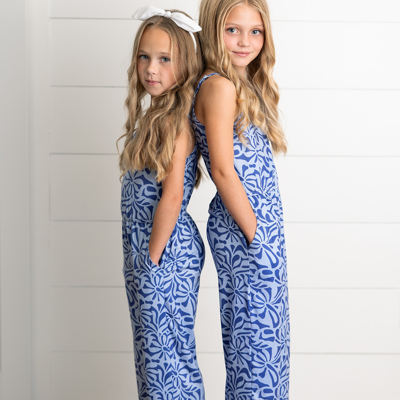 Kids Periwinkle Floral Jumpsuit With Pockets Size 5/6