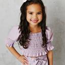  Kids Lavender Shirred Puff Sleeve Bow Summer Short Set