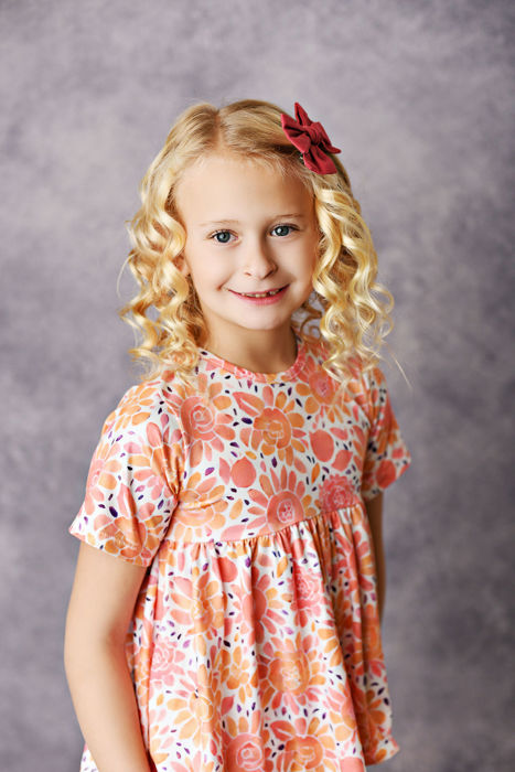 Kids Girls Pink & Tangerine Flower Ruffle Summer Pocket Short Set