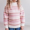  Kids Ombre Pink Stripe Ribbed Crew Neck Sweater