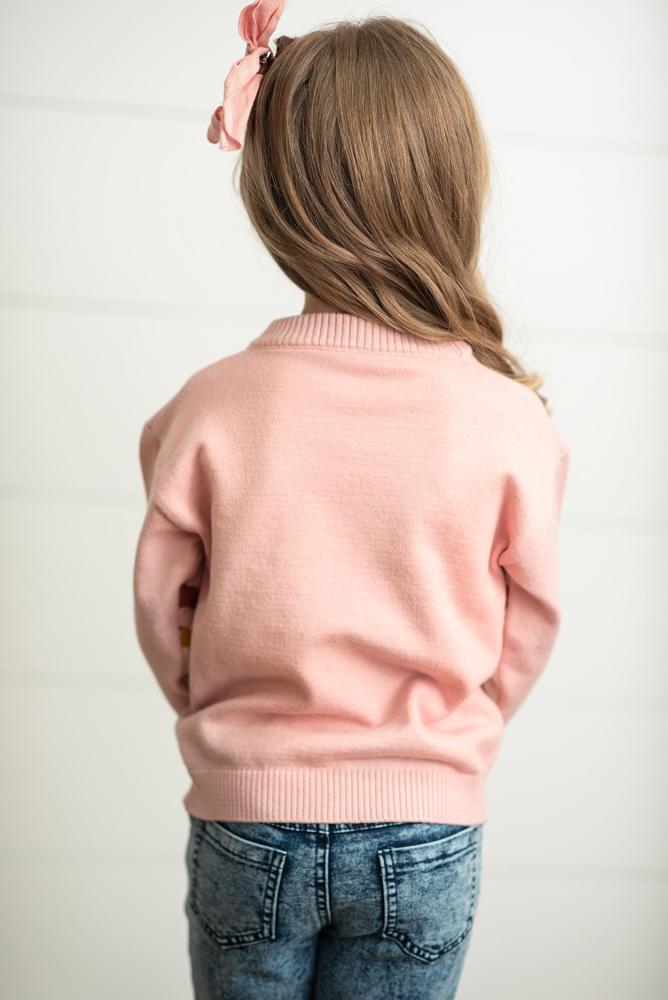 Kids Pink Rainbow Crew Neck Sweater