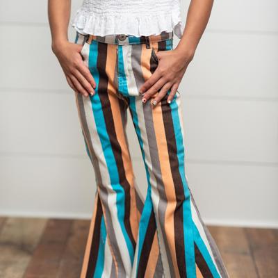 Teal Stripe Denim Jean Pant