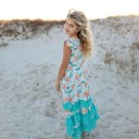  Girls Hawaiian Tropical Flutter Sleeve Ruffles Dress