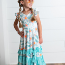  Girls Hawaiian Tropical Flutter Sleeve Ruffles Dress
