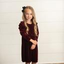  Velvet Wine Bow Dress