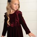  Velvet Wine Bow Dress