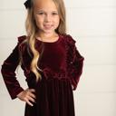  Velvet Wine Bow Dress