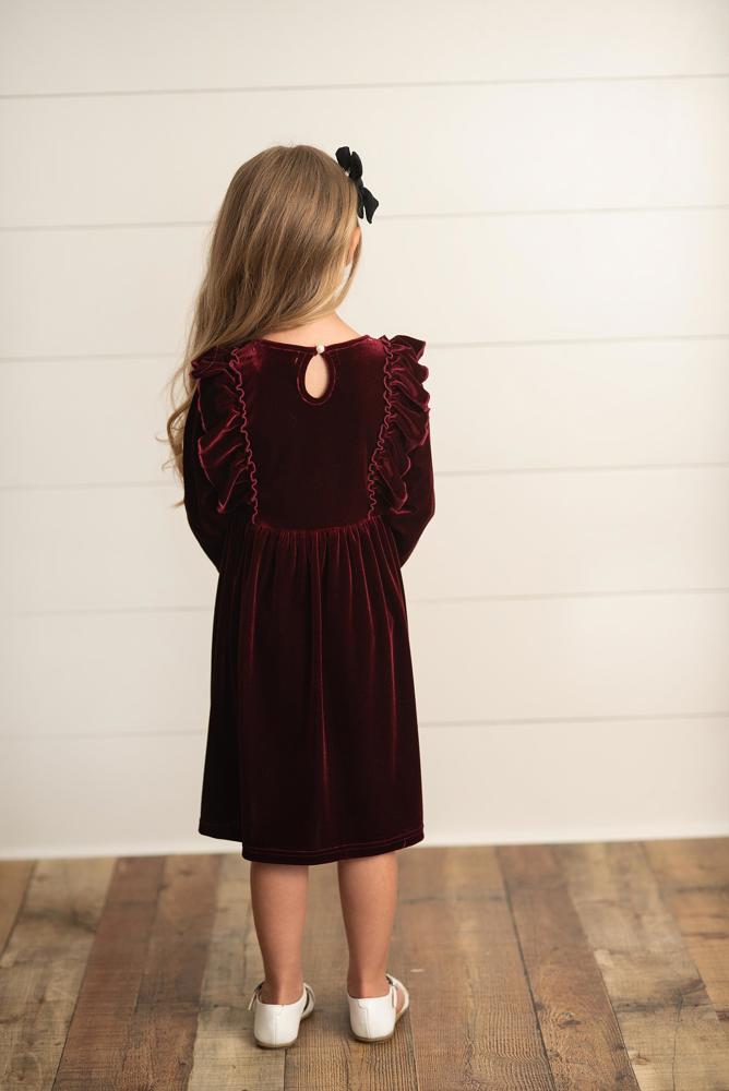 Velvet Wine Bow Dress