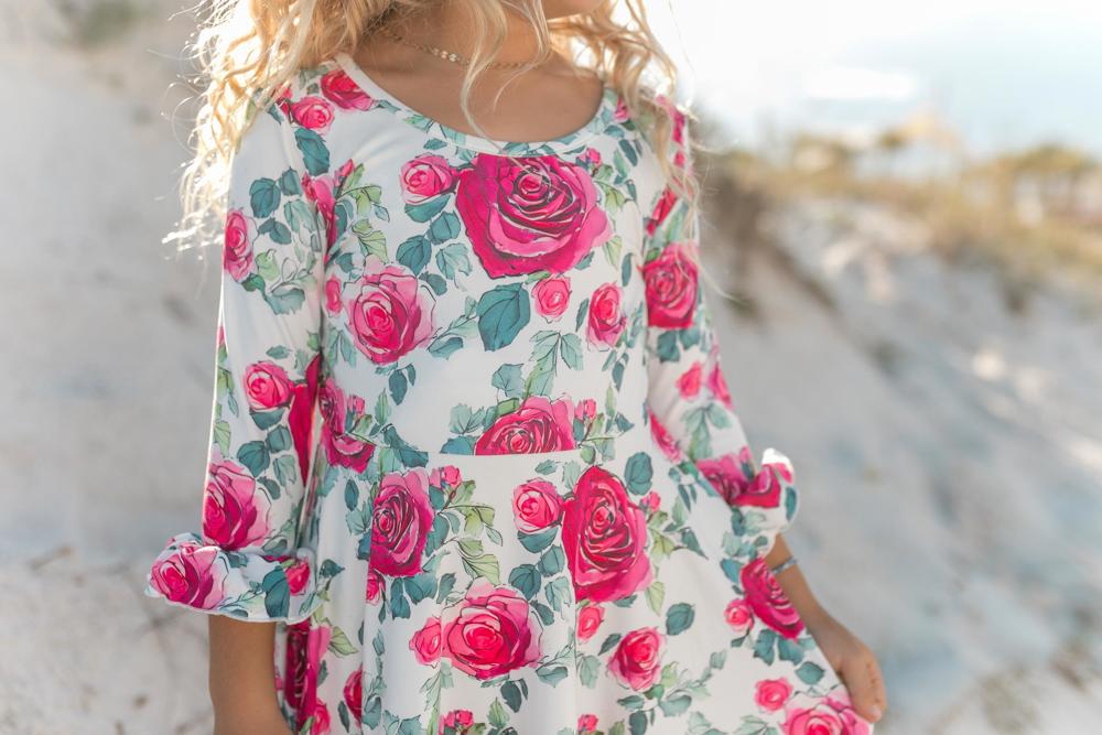 Wine Rose Ruffles Dress