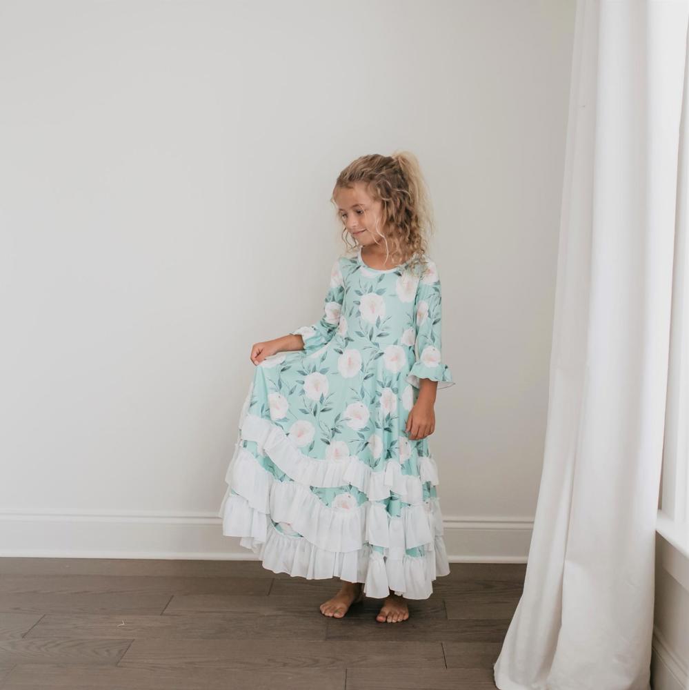 Winter Mint Ruffles Dress