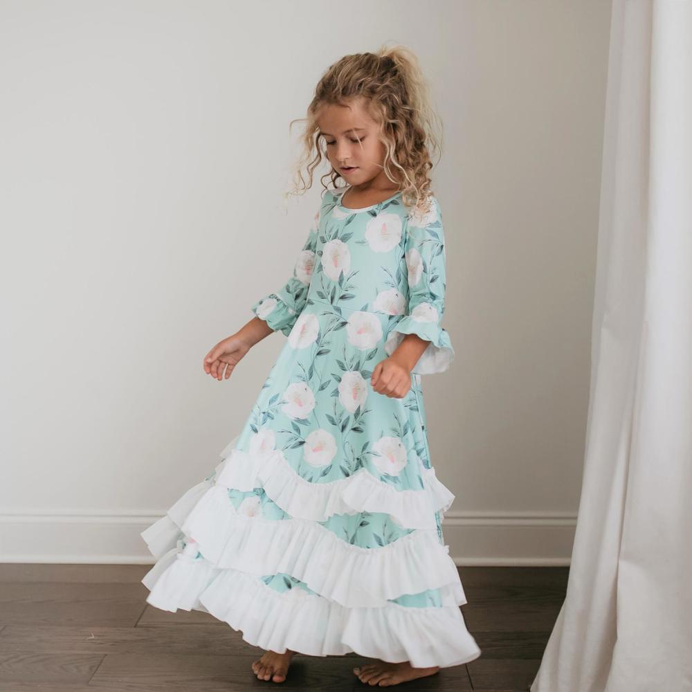 Winter Mint Ruffles Dress