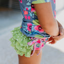  Gray and Green Floral Rash Guard Swimsuit