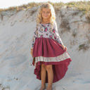 L Hi Lo Wine Lace Dress