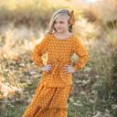 XS Mustard Dot Tiered Dress