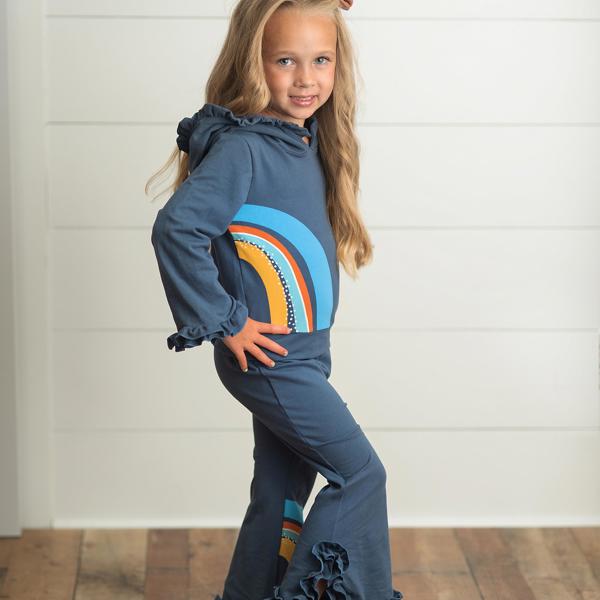 Navy Rainbow Hooded Set