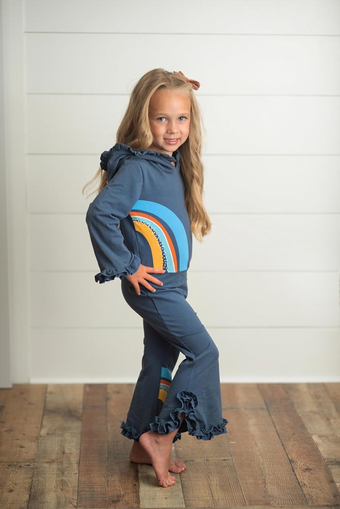 Navy Rainbow Hooded Set