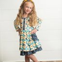 S Navy White Flower Dress