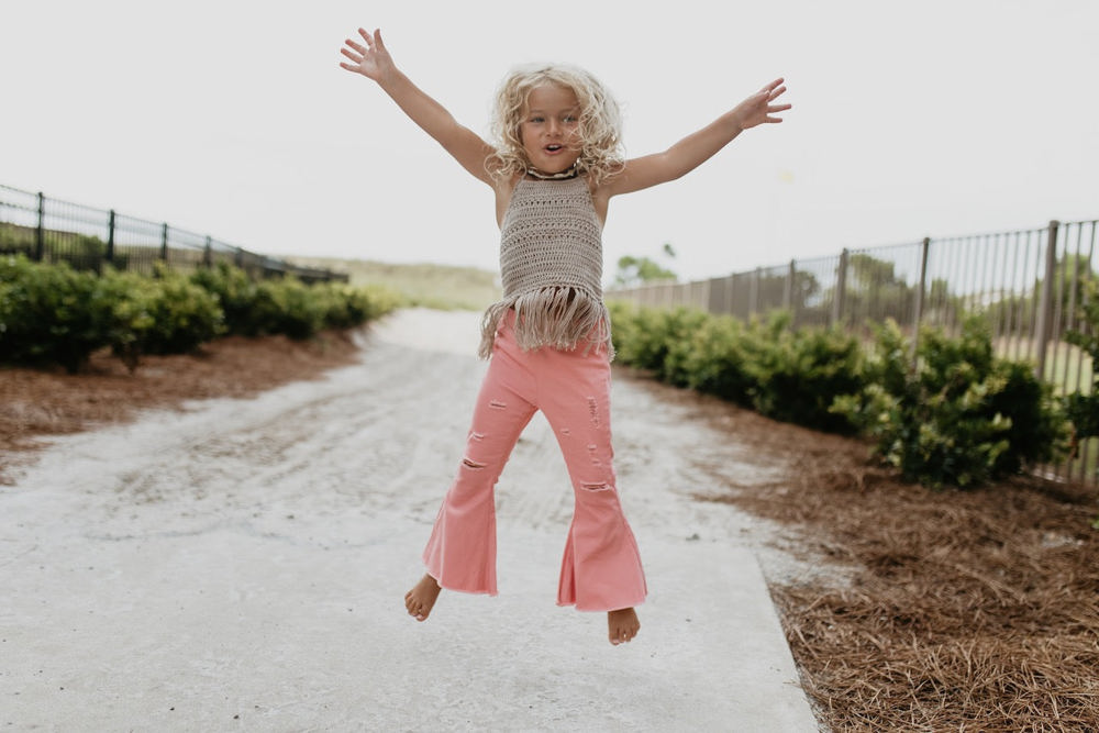 Pink Denim Flare Pant