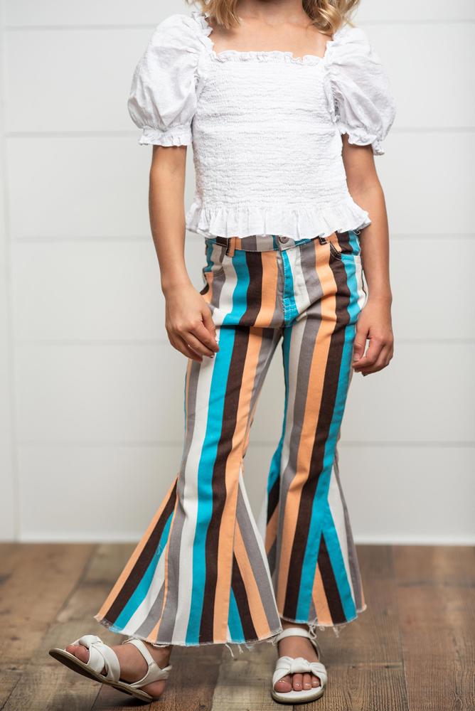 Teal Stripe Denim Jean Pant