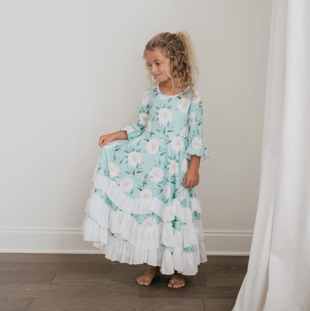 Winter Mint Ruffles Dress