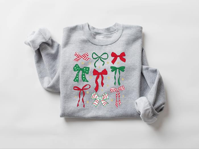 Christmas Bows Pullover Sweatshirt, Christmas sweater, Christmas outfit, Christmas Pajamas