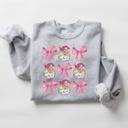 Santa & Bows Christmas Pullover Sweatshirt, Christmas Sweater, Christmas Pajamas, Christmas Outfit