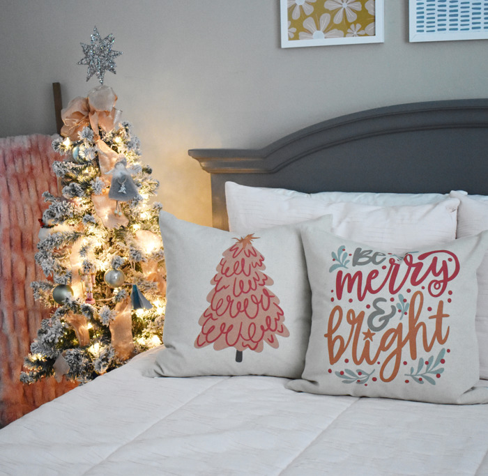 Christmas Pillow Cover Vintage Santa Pink Santa Pink Tree Pillow Christmas Pillows Pink Christmas