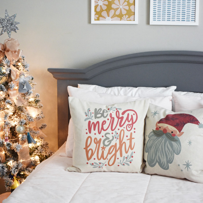 Christmas Pillow Cover Vintage Santa Pink Santa Pink Tree Pillow Christmas Pillows Pink Christmas