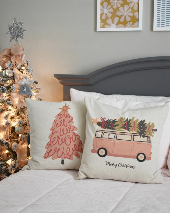 Christmas Pillow Cover Vintage Santa Pink Santa Pink Tree Pillow Christmas Pillows Pink Christmas