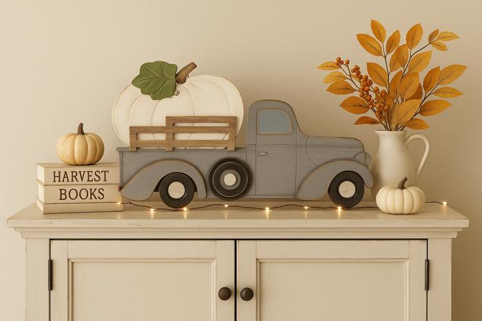 Wood Pumpkin Truck Decor