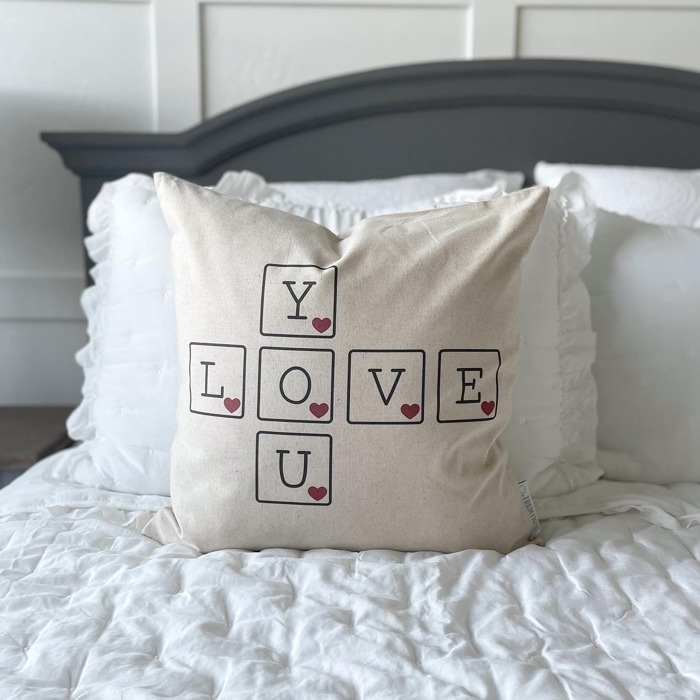 Valentines pillow cover- Love You Tiles, Valentines Decor