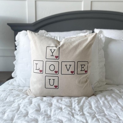 Valentines pillow cover- Love You Tiles, Valentines Decor