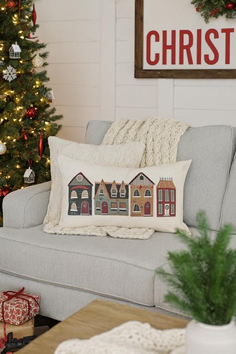 Christmas Pillow Cover, Merry Christmas Pillow, Christmas Decor, Vintage Christmas, Christmas Village