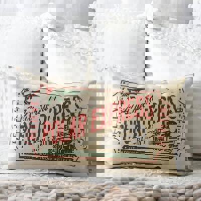 Christmas Pillow Cover ,Christmas Pillows Polar Express Pillow, Vintage Christmas Polar Express Decor, Polar Express Ticket