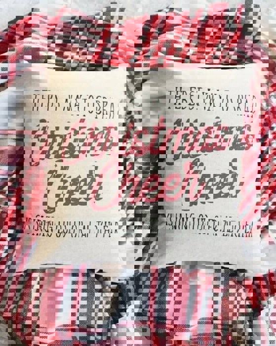 Christmas Pillow Cover Christmas Decor Merry Christmas Pillow Christmas Plaid Vintage Christmas 18X18 Elf Quotes Christmas Cheer