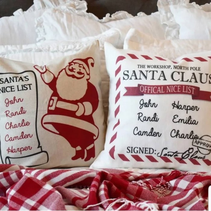 Christmas Pillow Cover Christmas Decor Santa'S Nice List Merry Christmas Pillow Personalized Pillow