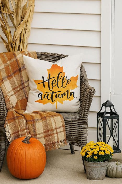 Fall Pillow Cover Hello Autumn Fall Decor Fall Pillow Fall Watercolor Leaf Pillow