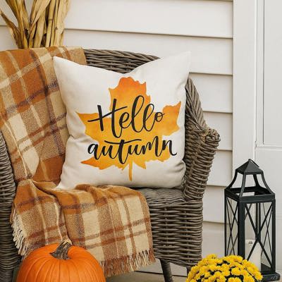 Fall Pillow Cover Hello Autumn Fall Decor Fall Pillow Fall Watercolor Leaf Pillow