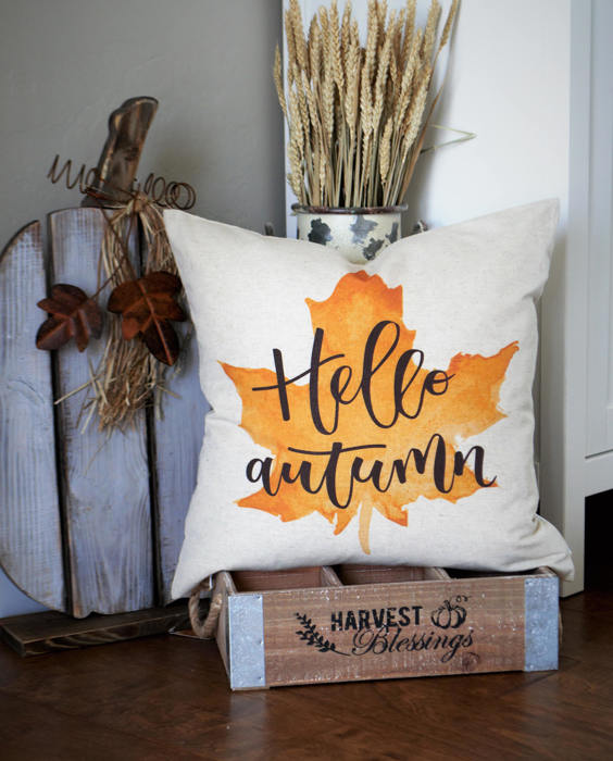 Fall Pillow Cover Hello Autumn Fall Decor Fall Pillow Fall Watercolor Leaf Pillow