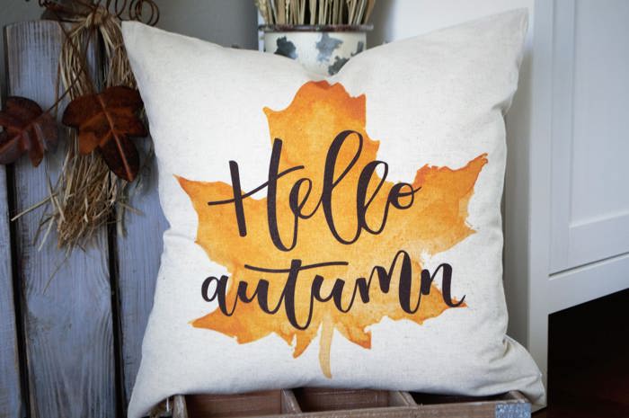 Fall Pillow Cover Hello Autumn Fall Decor Fall Pillow Fall Watercolor Leaf Pillow