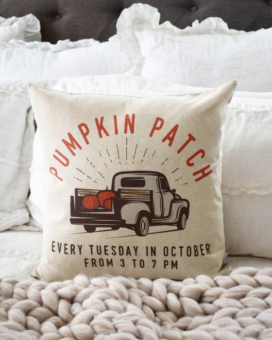 Pumpkin Patch Fall Pillow Cover- Premium Home Fall Decor Front Porch Pillow Fall Pillow Pumpkin Pillow Great For Halloween & Thanksgiving