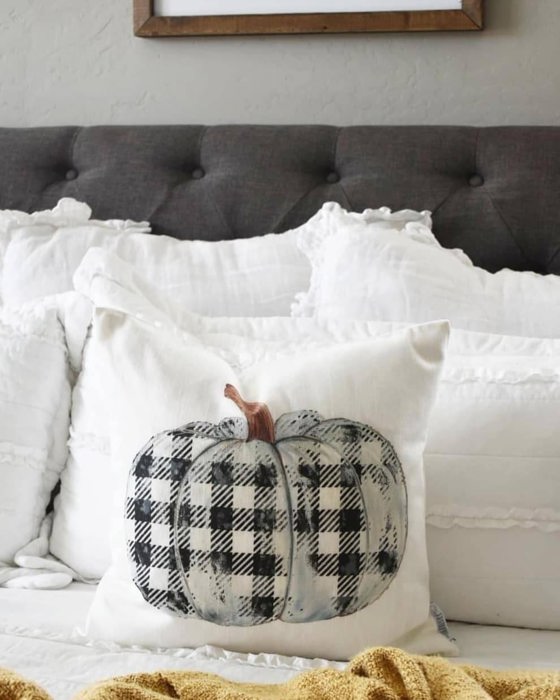 Fall Pillow Cover Plaid Pumpkin Fall Plaid Decor Fall Pillow Pumpkin Pillow Black And White Plaid Buffalo Plaid Fall