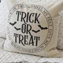  Trick Or Treat Pillow Cover | Halloween Throw Pillow With Bats | Rustic Farmhouse Halloween Cushion | Spooky Fall Home Decor