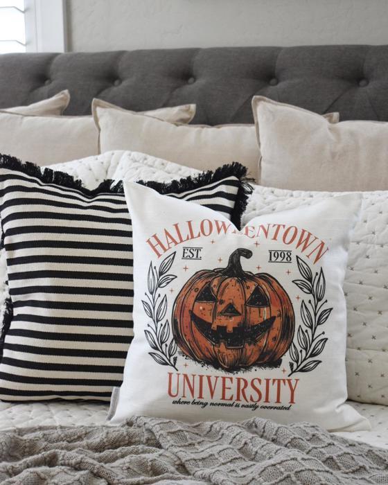 Halloweentown University Pillow Cover | Vintage Pumpkin Halloween Throw Pillow | Spooky Fall Farmhouse Cushion | Halloween Movie Home Decor