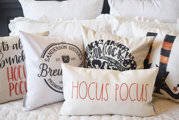 Amuck Amuck Amuck Pillow Cover | Hocus Pocus Sanderson Sisters Halloween Throw Pillow | Witchy Farmhouse Cushion | Spooky Fall Home Decor