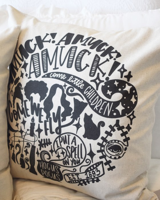 Amuck Amuck Amuck Pillow Cover | Hocus Pocus Sanderson Sisters Halloween Throw Pillow | Witchy Farmhouse Cushion | Spooky Fall Home Decor