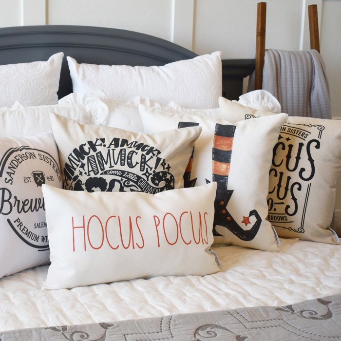 Amuck Amuck Amuck Pillow Cover | Hocus Pocus Sanderson Sisters Halloween Throw Pillow | Witchy Farmhouse Cushion | Spooky Fall Home Decor