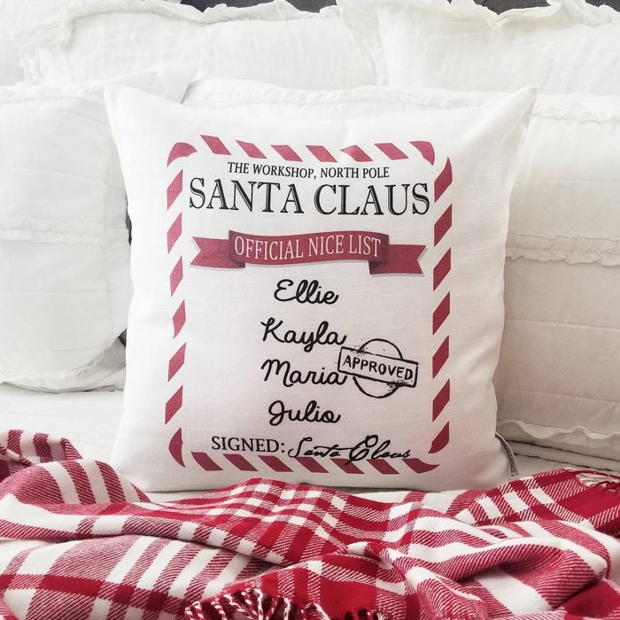 Santa's Official Nice List, Christmas Gift, Christmas Pillow